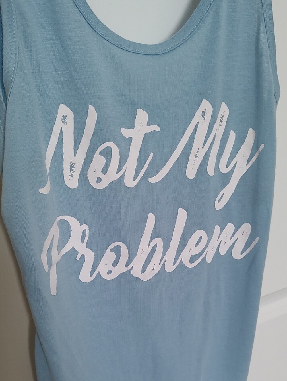Freeze Light Blue Tank Top with "Not My Problem" Script - Picture 2 of 5
